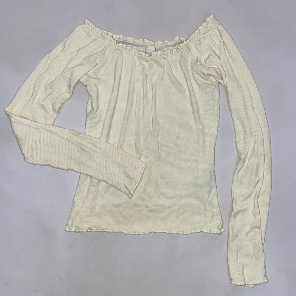 Garage yellow off shoulder long sleeve